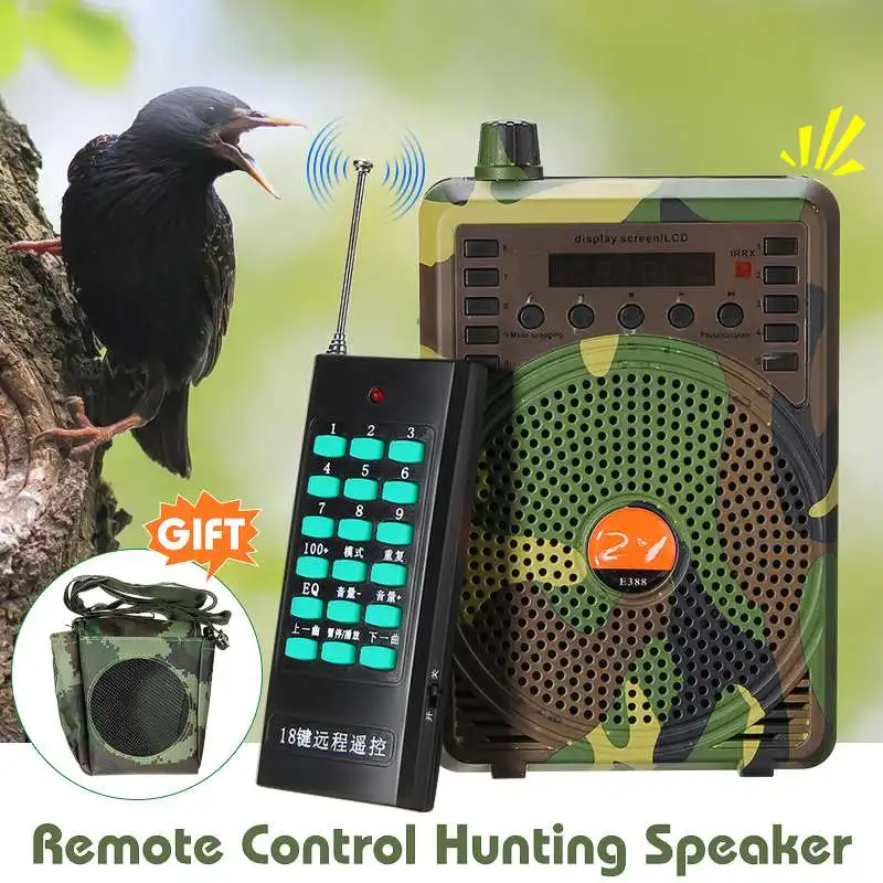 

48W/38W Hunting Speaker Remote Control Bird Caller Predator Sound FM Radio MP3 Player Lanyard Kit Camouflage Hunting Decoy Acc