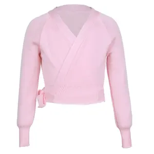 Autumn Winter Kids Girl Ballet Gymnastic Leotard Jacket V Neck Long Sleeve Dance Sweater Top Coat Ja in USA (United States)