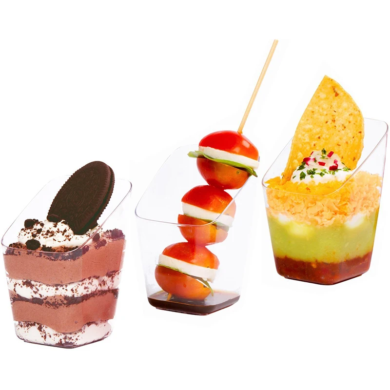 

Free Shipping - 50/Pack, Home Party Wedding Disposable Plastic Tableware Supplies, 60*78mm/90ml Transparent Incline Cup