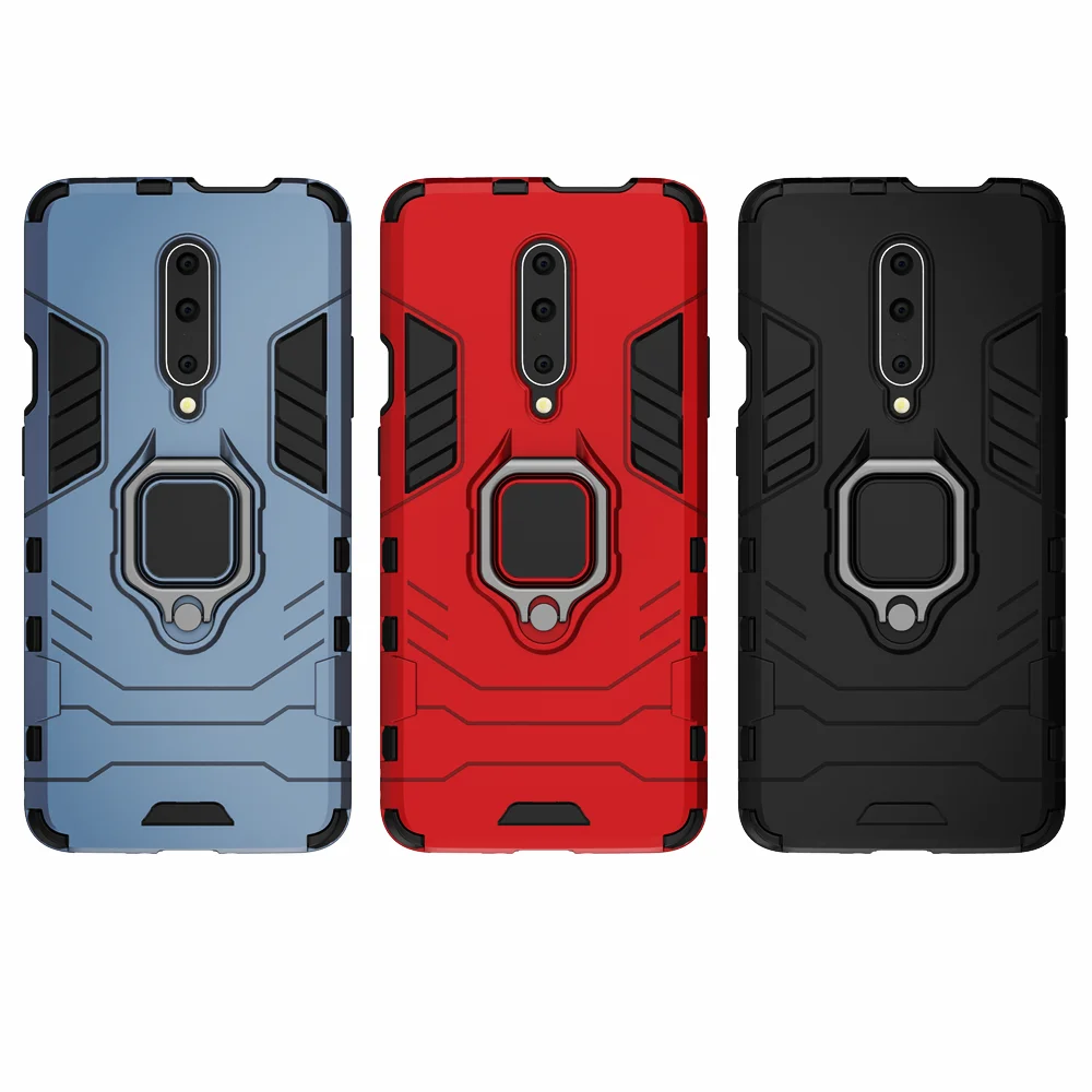 

For Oneplus 7 Pro 7T Pro Case Shockproof Ring Stand Silicone + PC Phone Cover for One plus 7pro 7Tpro 1+7pro 1+7tpro Oneplus7pro
