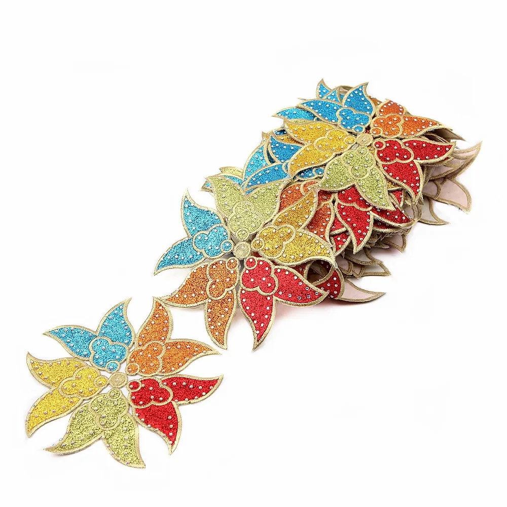 2 ярда золотая ткань односторонняя железная металлическая вышитая кружевная