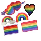 Красочные нашивки с вышивкой для одежды, любовь, геи, радуга, сердце, украшение одежды, аксессуары, ЛГБТ флаг, железный теплоперенос