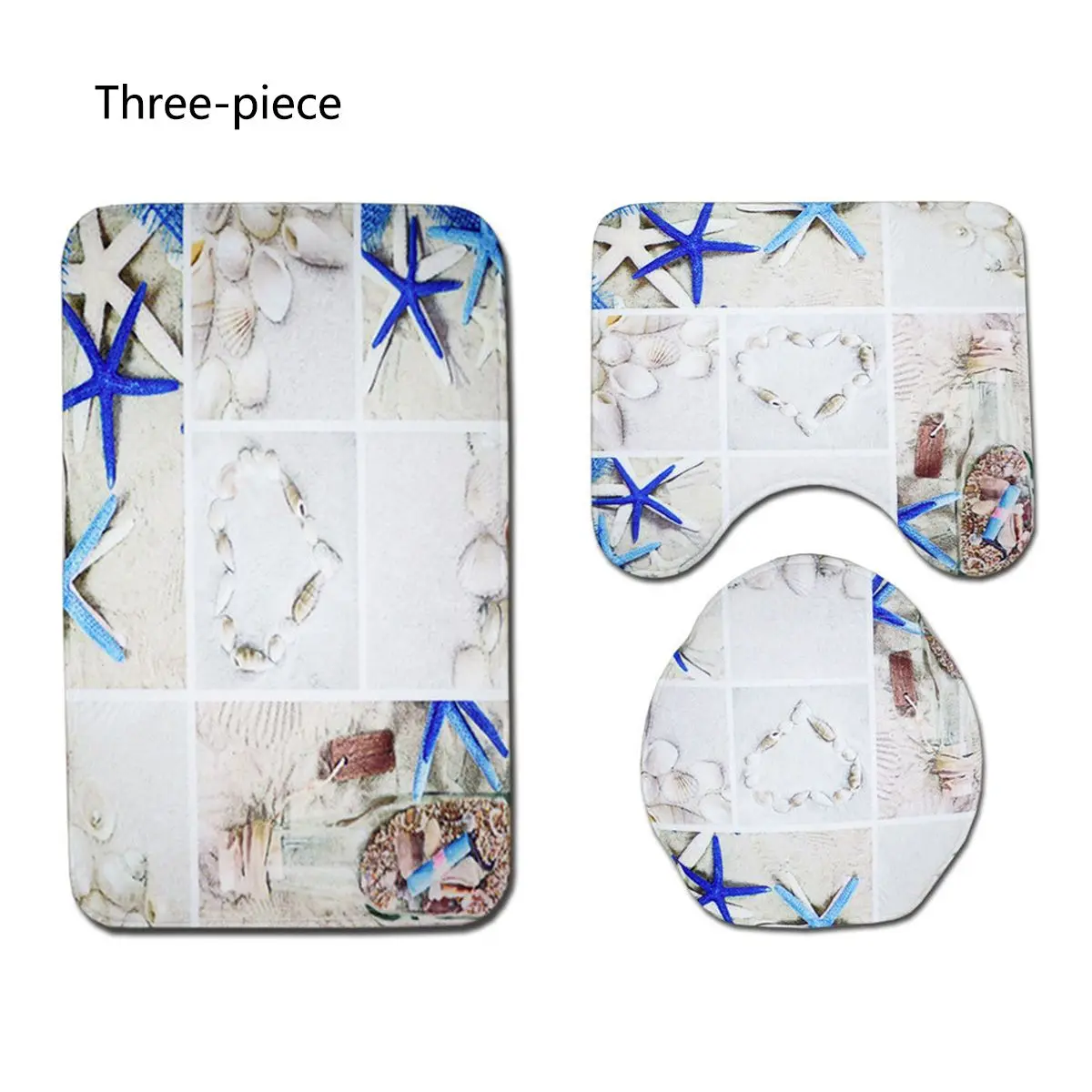 Style A 3 Pcs Водонепроницаемый Non-slip Ocean серии печати Душ Шторы ковер подушка для унитаза набор ковриков для ванной Шторы s 12 крючков 4/3/1 пирог - Цвет: Style A 3 Pcs