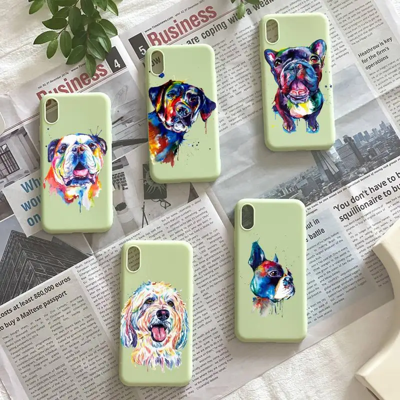 

French Bulldog Dog Pug Phone Case For Iphone 7 8 Plus X Xs Max Xr 11 12 13 Mini Pro Max SE2 Soft Candy Color Cover