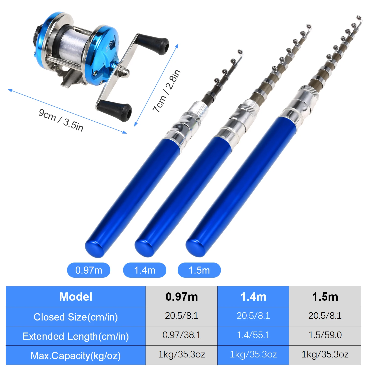 

Mini Portable Pocket Telescopic Fishing Rod Pole Pen Shape Folded Fishing Rod With Reel Wheel For Outdoor River Lake Fishing
