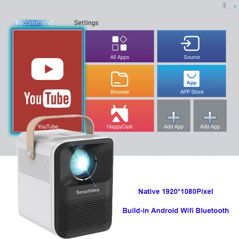 Цифровой светодиодный проектор SmartIdea для домашнего кинотеатра full hd 1920x1080p android Wi-Fi