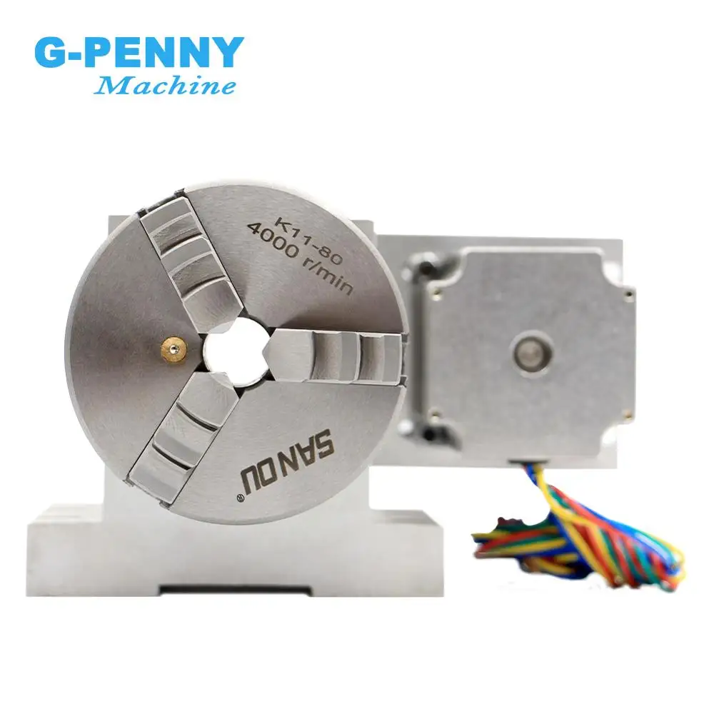 80 мм ЧПУ 4 я ось разделительная головка/ось вращения/комплект осей A Nema23 для мини