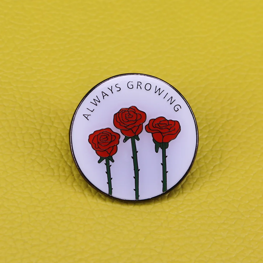 Всегда растущая брошь три красных диких значок с розами женские эмалированные