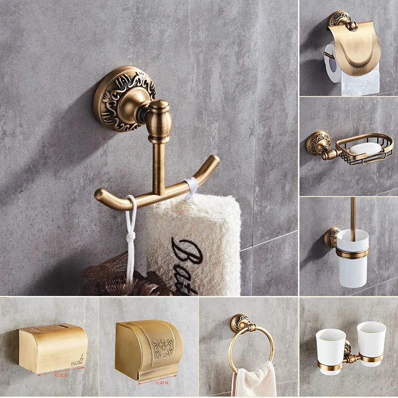 aluminum bathroom accessories antique brushed towel ring toilet paper holder cup holder robe hook bathroom hardware shelves free global shipping