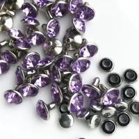 new 100sets 8mm acrylic light violet crystals rhinestone rivets silver nailhead spots blue studs diy shipping free