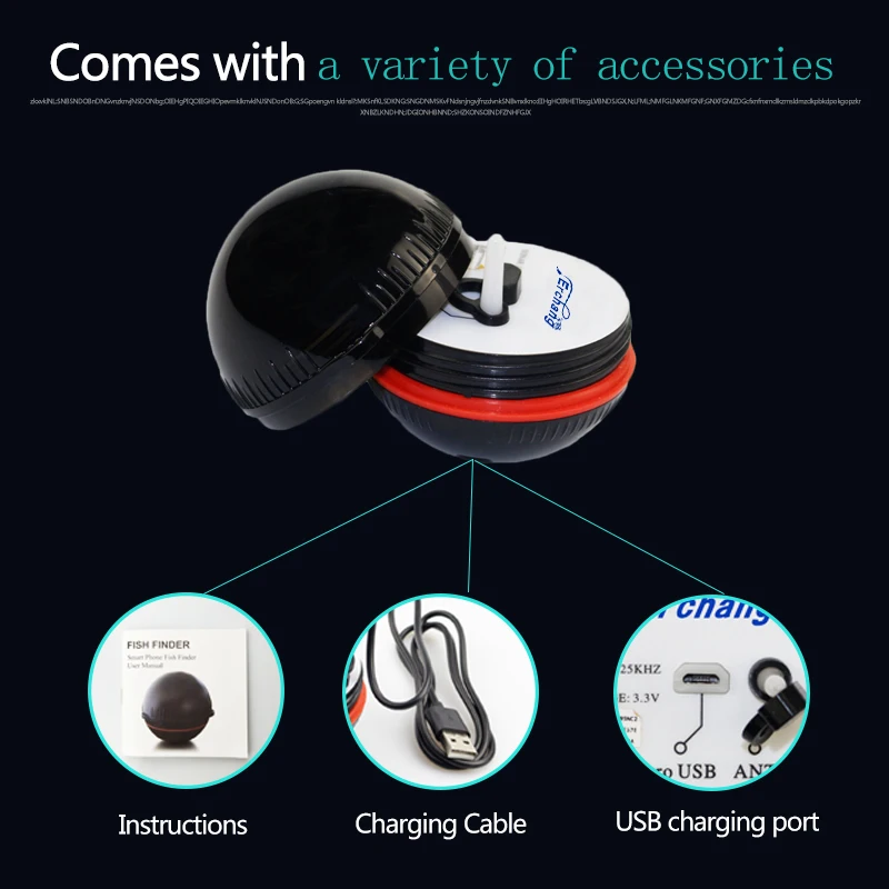 Портативный рыболокатор сонар беспроводной Bluetooth эхолот для Iphone глубина 36