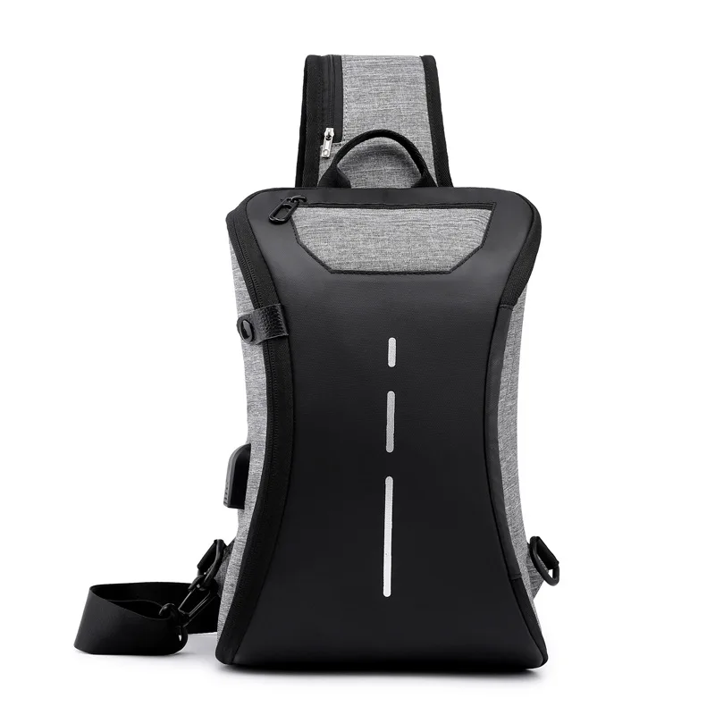 

Creative men's outdoor leisure chest bag USB convenient charging shoulder bag integrated light and water-repellent