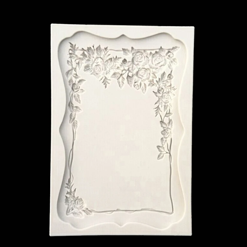 Wholesale 10 Pcs/lot Rose Frame Silicone Sugarcraft Moulds, Fondant Cake Decorating Tools