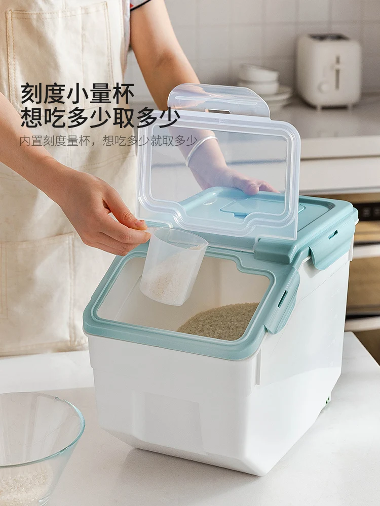 

Rice Bucket Household Rice Storage Box with Lid Sealed Bucket Flour Bucket Food Rice Cylinder Small Containers with Lids