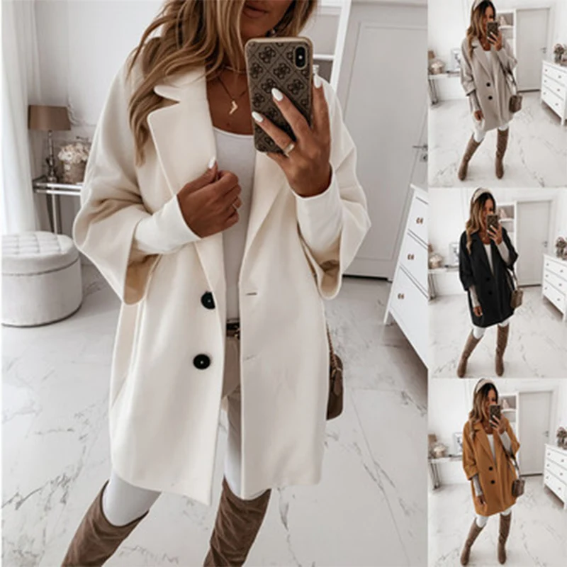

traff Chic autumn pocket woolen coat women 2021 clothing Cashmere Outerwear Turn-down zarina Parkas shein official shop zaraing