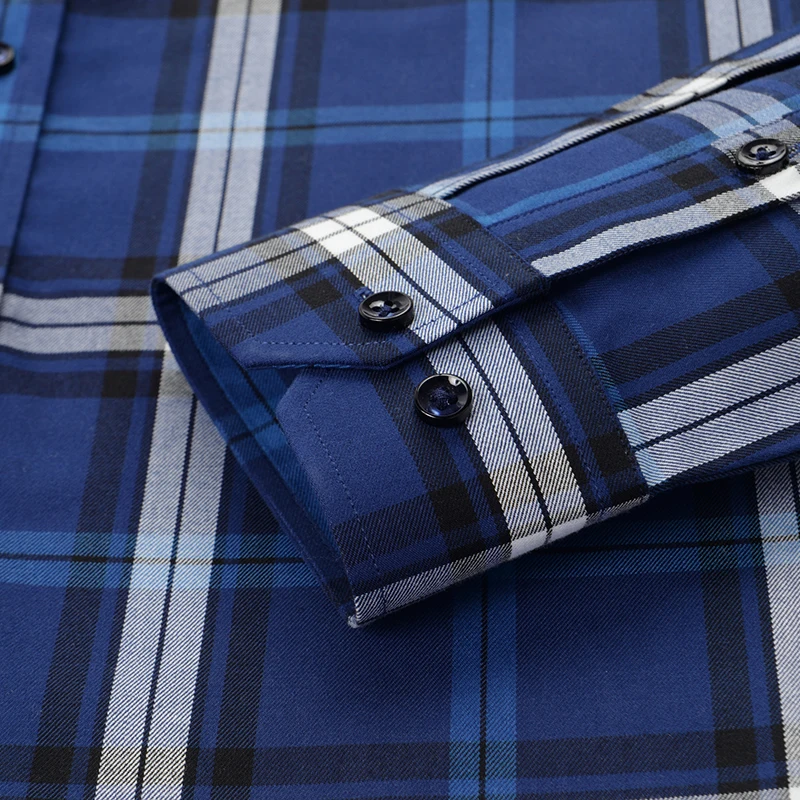 100% Cotton Men's Formal Shirt Classic Plaid Long Sleeve Shirt S-4XL Suitable For Business And Leisure Fashion Slim-fit Men's