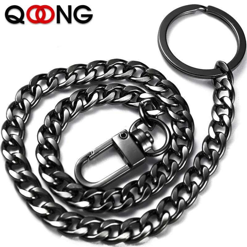 QOONG,, золотой, серебряный, черный, модный мужской, женский брелок, анти-потеря, длинная цепочка, брелок, металлический, автомобильный брелок, сумка, подвеска, Y54