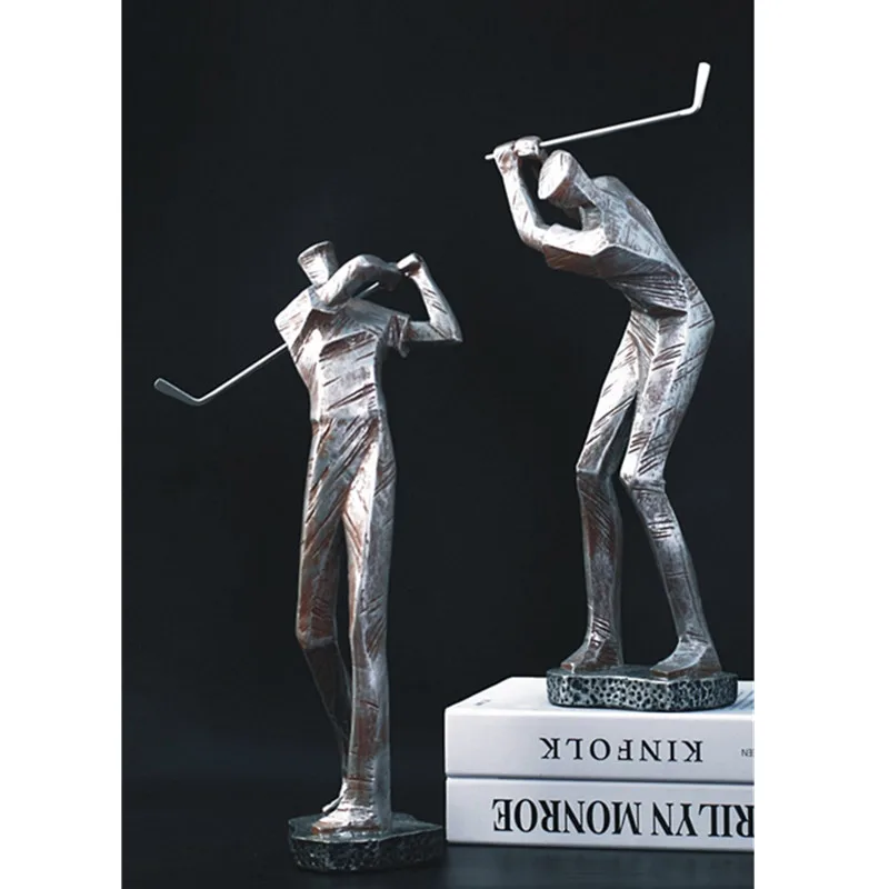 

European Style Geometry Abstraction Golf Character Resin Art&Craft Figurines Creative Office Desktop Decoration X3597