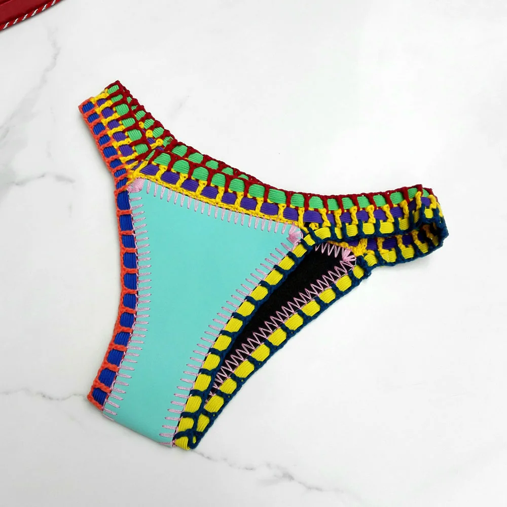 

Women Sexy Neoprene triangle swimsuit swimming wear bikini set Crochet Bikini