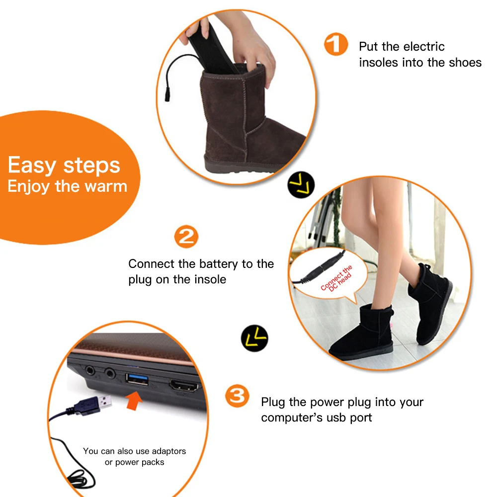 Гетры для ног носки с USB подогревом стельки согревающие подушечки коврик зимних