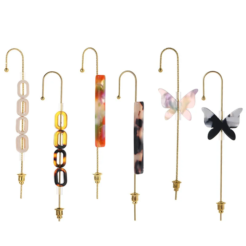 

Boho Ear Wrap Hook Earring Crystal Stud Earrings For Women Butterfly Zirconia Earrings Chain Wedding Jewelry