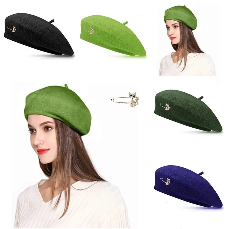 Берет для женщин шерстяные шапки художника разные стили французская шляпа