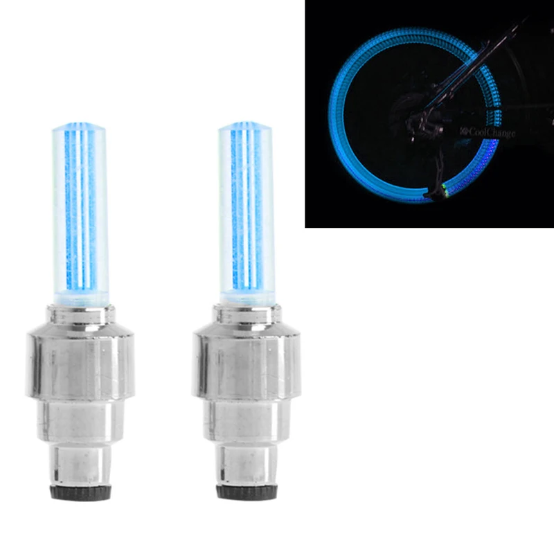(QILEJVS)2Pcs Bike Lights Bicycle Tyre Tire Valve Caps Wheel Spokes LED Light 4 Color APR17_17 | Спорт и развлечения