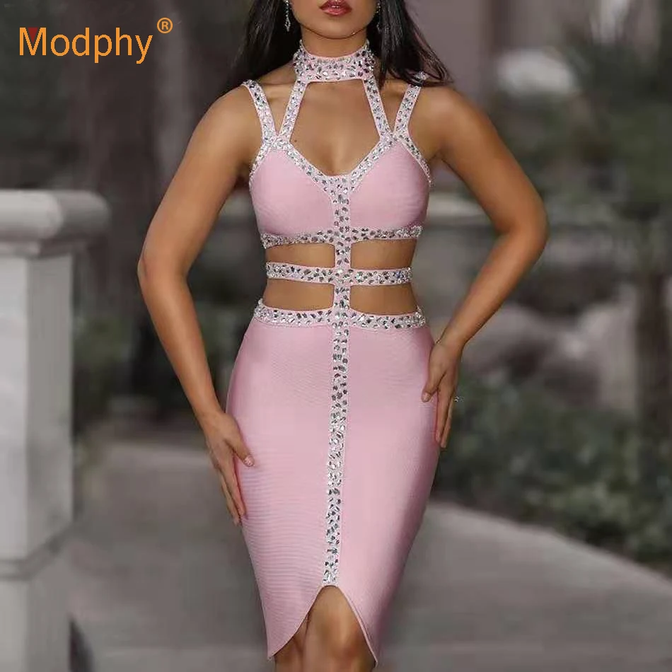 Лето 2019 новинка женское блестящее сексуальное розовое Открытое платье без