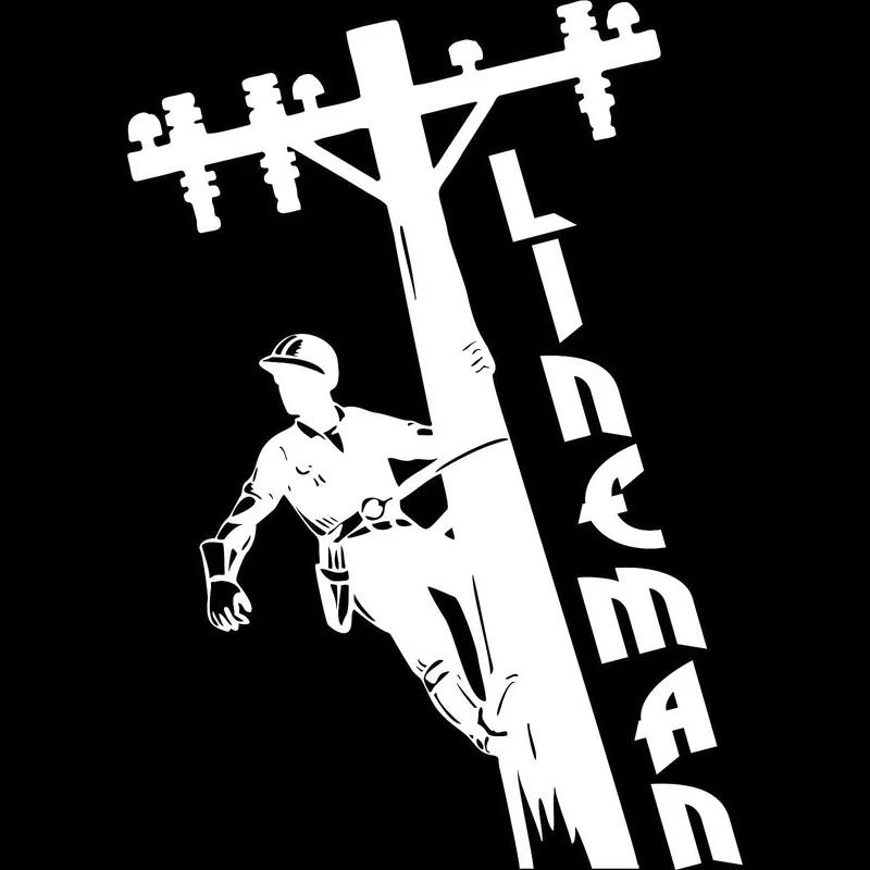 

11.1cm*15.8cm Line Worker Electrician Skilled Worker Fun PVC Waterproof Sunscreen Decal Car Sticker Black/silver