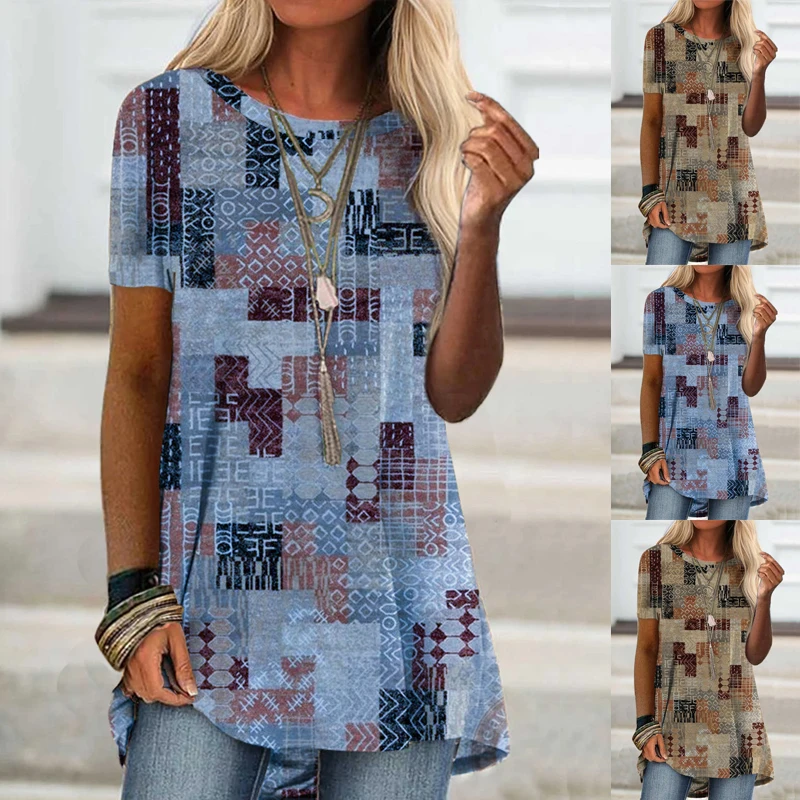 Модные женские топы футболка с коротким рукавом и цифровым принтом Летние