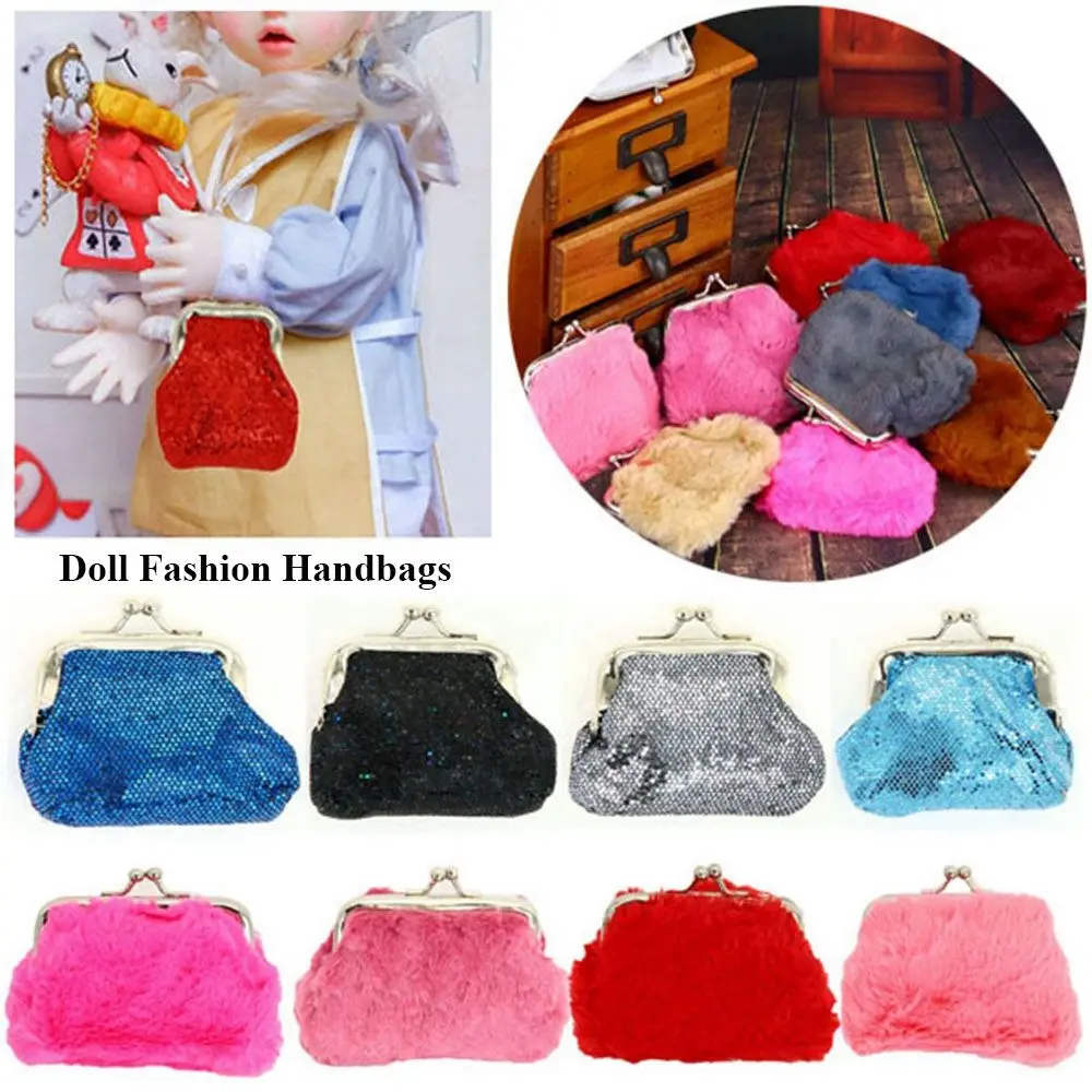 

New Fashion 18 Styles Dolls Fur Handbag Sequins Material Lady Leather Bag Mini Purse Dollhouse Kids Toys 1/6 Doll Accessories