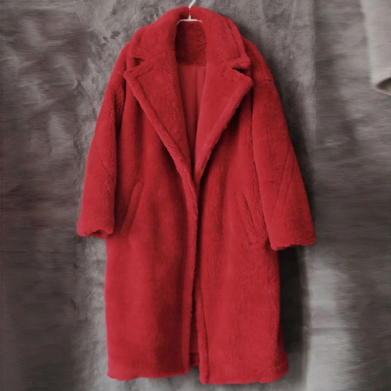 Брендовая дизайнерская женская шуба из овечьей шерсти Европейский стиль