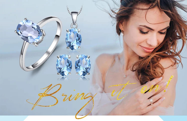 Jewelrypalace Овальный 5.8ct; голубой топаз кольцо Серьги-гвоздики кулон Цепочки и ожерелья 925 стерлингов Серебряные комплекты ювелирных изделий 45 см цепи коробки