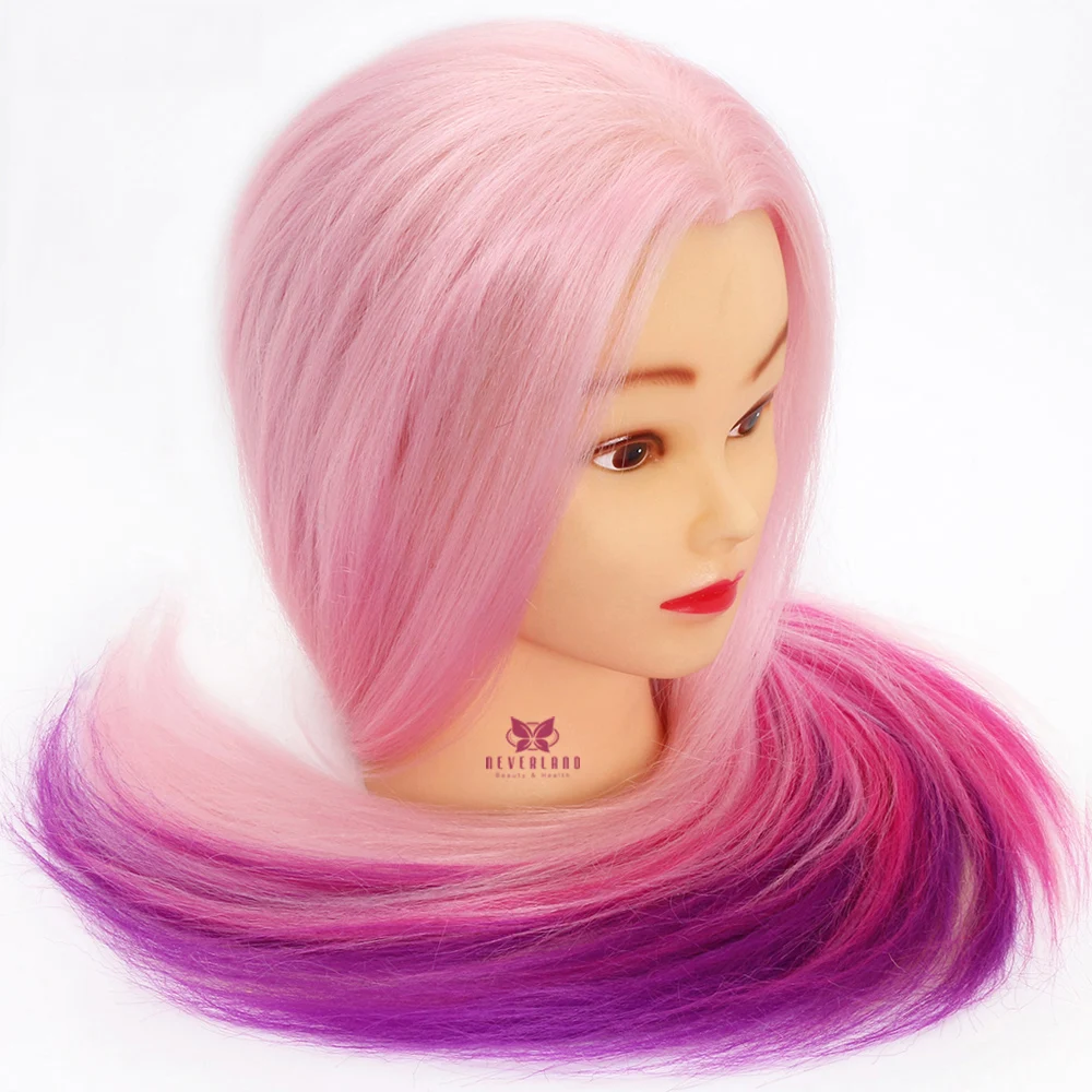 Радужная тренировочная голова для волос красочные волосы длинные плетеные