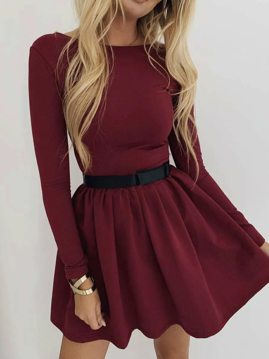 Женское яркое свободное Расклешенное мини платье осенне зимнее Повседневное