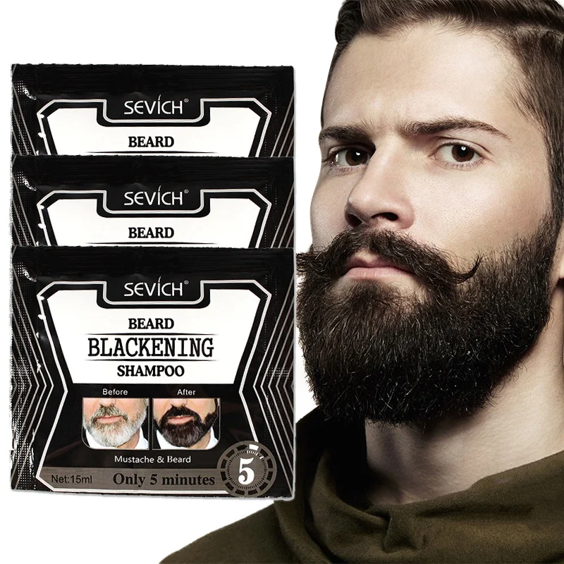 

Sevich 10Pcs 5Mins Blackening Beard Shampoo Dye Beard Into Black Herb Natural Faster Blackening Beard Coloring Removal