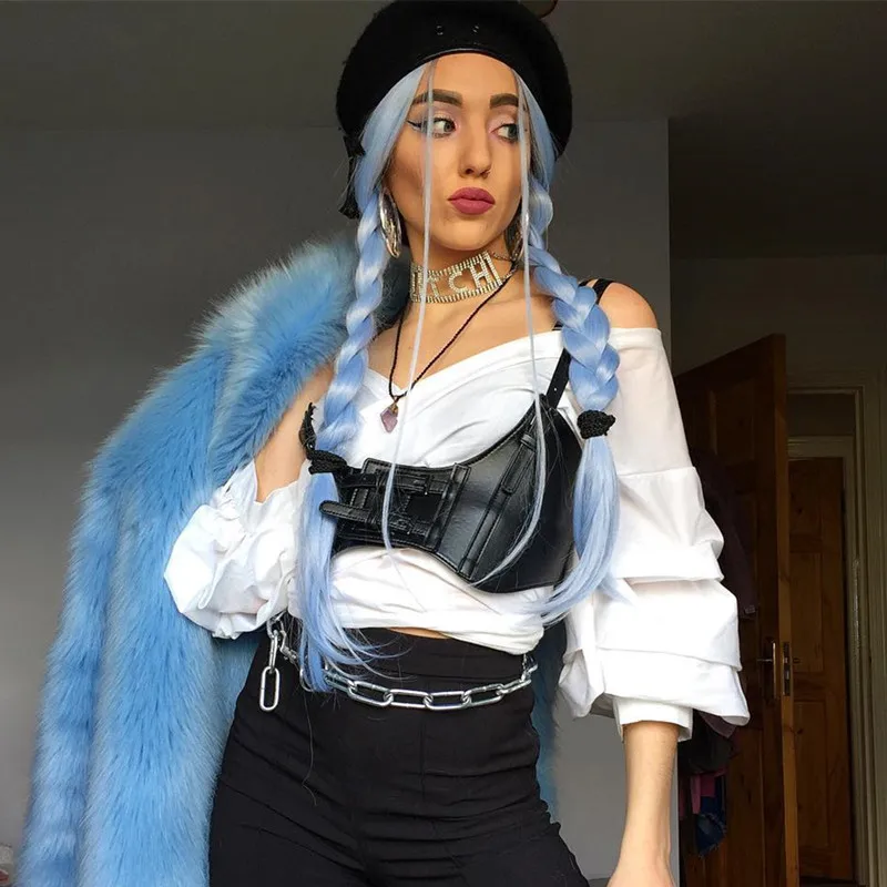 Укороченный топ из искусственной кожи в готическом стиле 2021 | Женская одежда