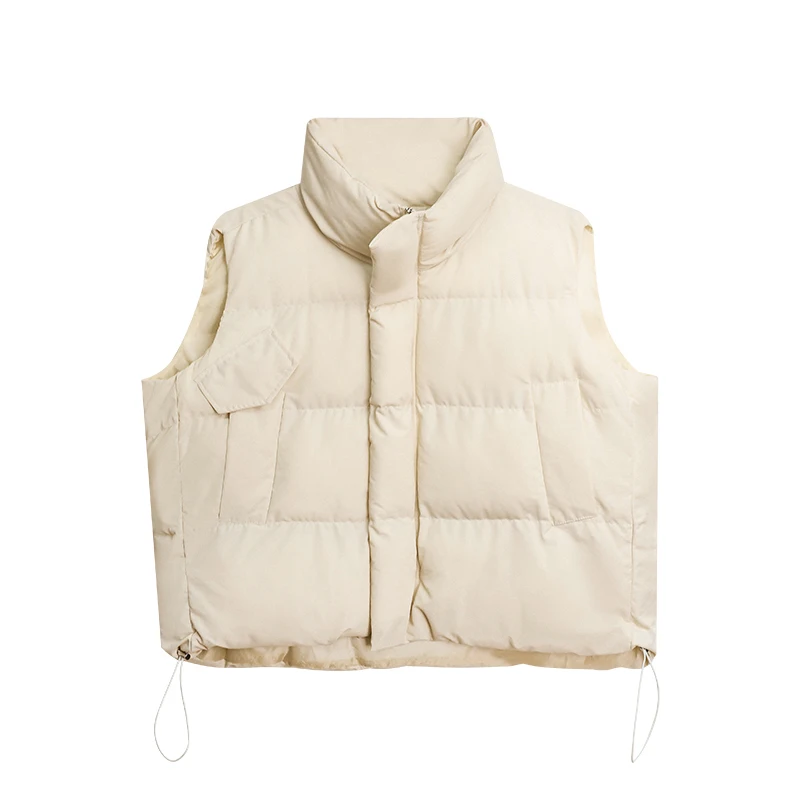 

Down Vest Women 2021 Winter New Simple Style Pure Color Loose All-Match Cotton Vest High Collar Short Jacket