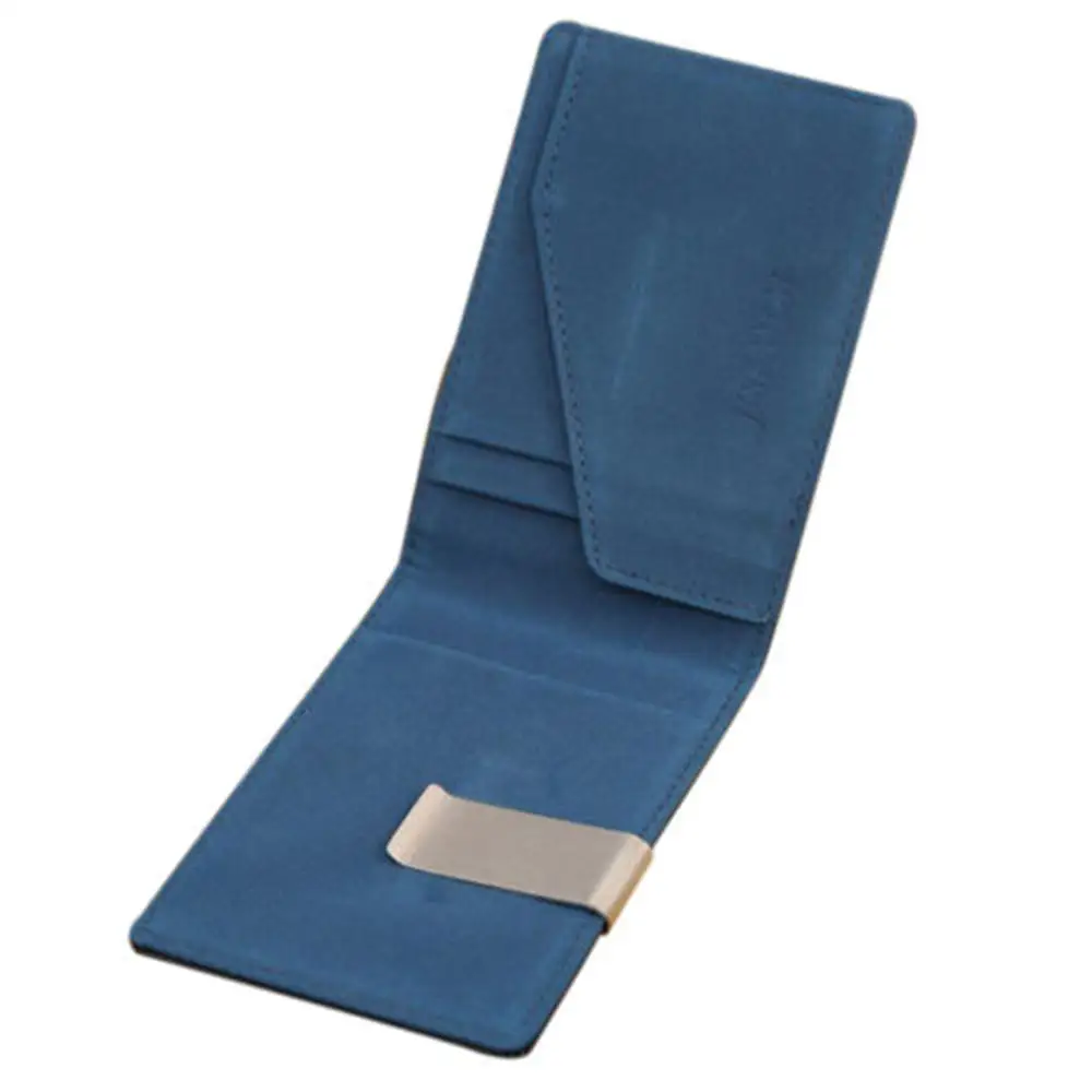 Мужской тонкий мини-кошелек из натуральной кожи серебристого цвета с отделением