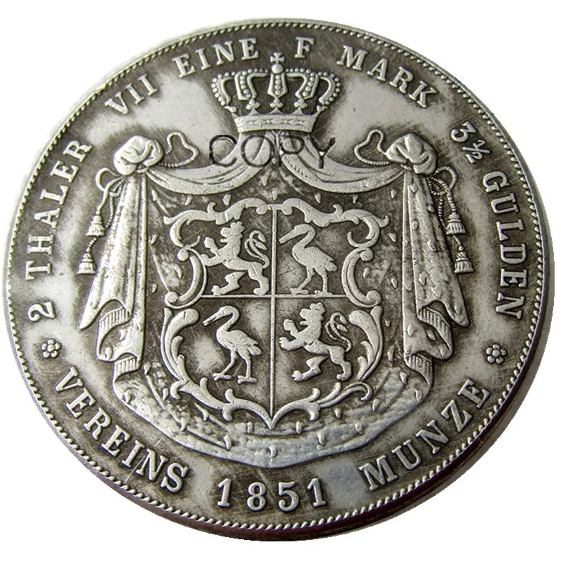Набор (1841-1851) 4 шт. Посеребренная копия монеты 2 thaler-Heinrich XX | Дом и сад