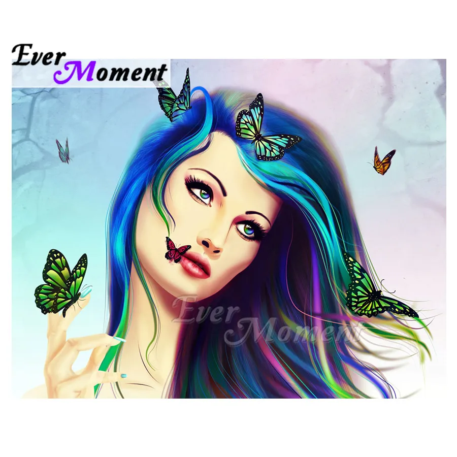 Когда нибудь момент алмазов картина Стразы Радуга волос в виде бабочек полная