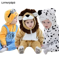 anime infant baby rompers clothes 0 3y toddler boy girl newborn cartoon onesie pajamas zipper flannel warm baby costume rompers