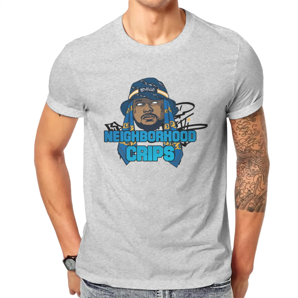 

Crips Men's short-sleeved t-shirt Casual Graphic R346 Tees Eur Size
