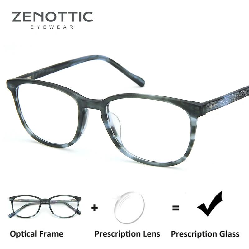 

ZENOTTIC Vintage Acetate Prescription Glasses Men Photochromic Anti Blue Light Eyeglasses Female Optical Myopia Degree Eyewear