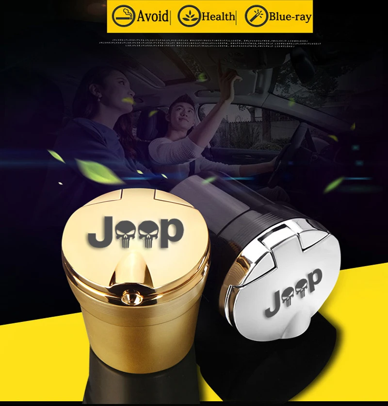 

For Jeep Renegade Compass Patriot Led Lights Car Ashtray With Cover Creative Personality Cover Car Interior Car Accessories