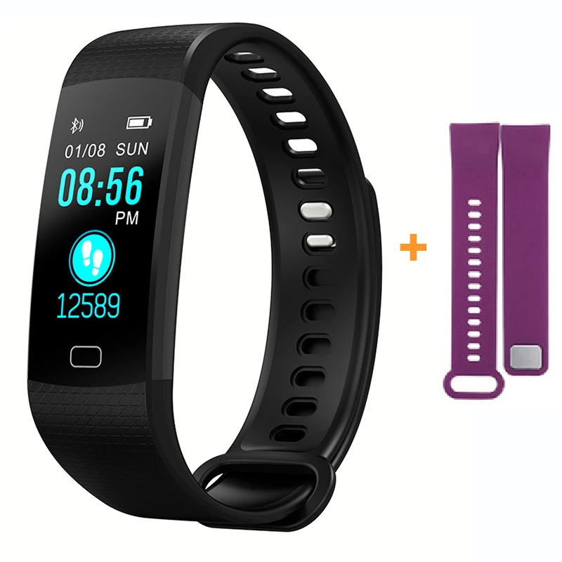 add purple strap Imosi Y5 умный Браслет, пульсометр, монитор артериального давления, высокая яркость, цветной экран, умный браслет, браслет, уведомление - Цвет: add purple strap