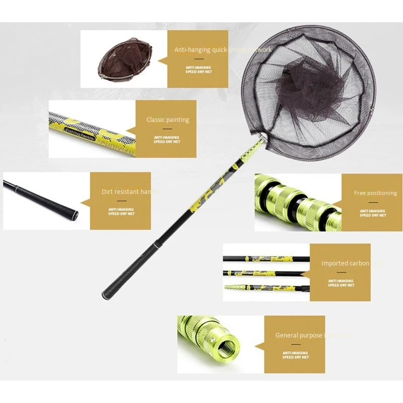 

SEWS-CHUIXIAN CX 3 Meter Fishing Tackle Net Pole Fishing Net Fish Landing Foldable Collapsible Telescopic Pole Handle Durable Me