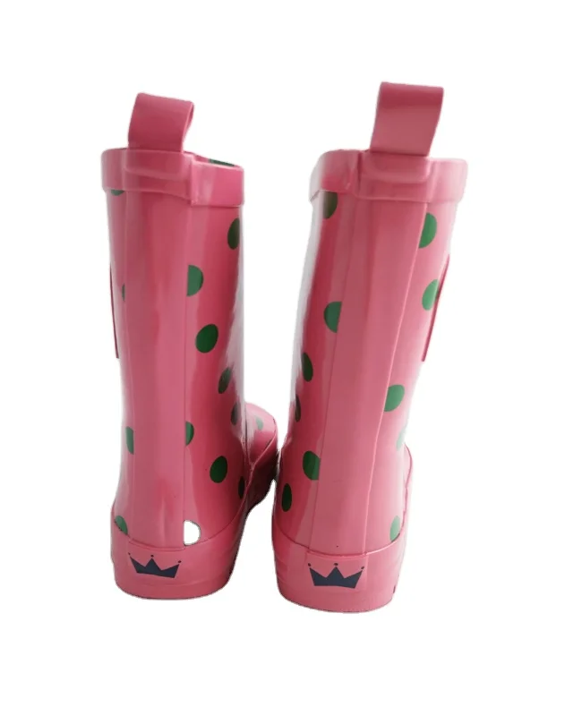 

Cheap wholesale price hedgehog printed cotton inner lining cute childrens rubber rain boots with pull-up