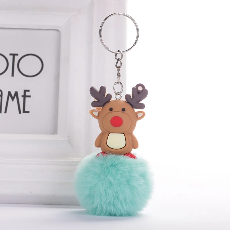 Deer Lt Green Симпатичные ПВХ силиконовые Санта Клаус Снеговик Олень Брелоки держатель ключей рождественские подарки женские аксессуары для машины, сумки кольцо для ключей - Цвет: Deer Lt Green
