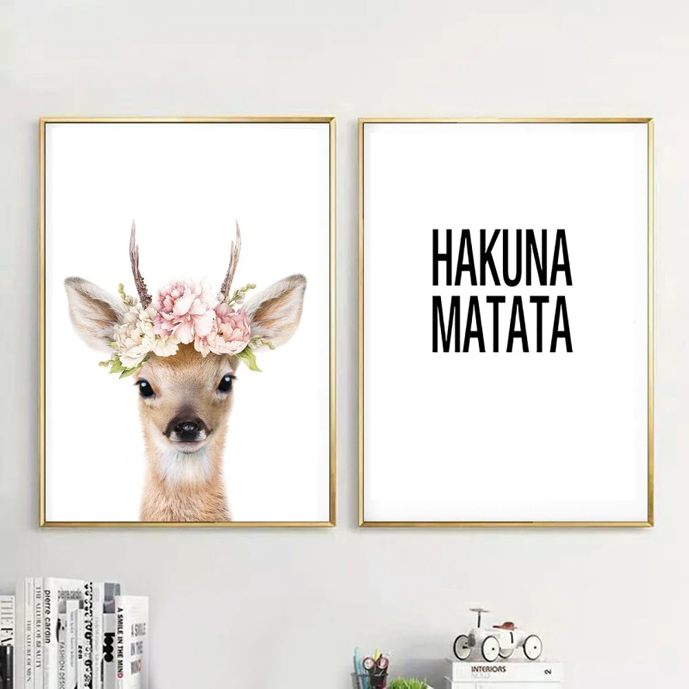 Постер с изображением лося кролика животных настенные картины для детской